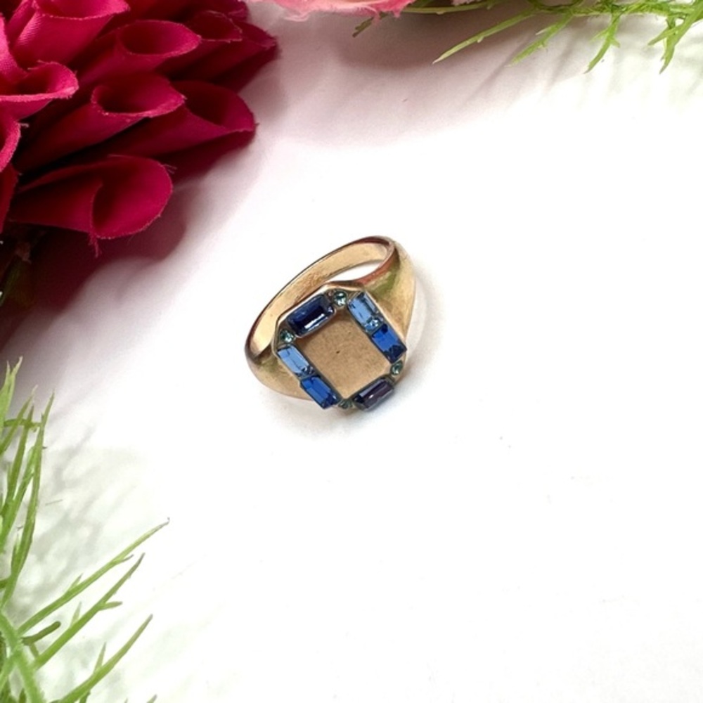 Last One! ⚜️Art Deco Style Abstract Baguette Crystal Cocktail Ring